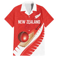 Custom New Zealand Cricket Family Matching Off The Shoulder Long Sleeve Dress and Hawaiian Shirt Kiwi Birds Haka Dance Red Fern Sporty Style