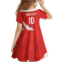 Custom New Zealand Cricket Family Matching Off Shoulder Short Dress and Hawaiian Shirt Kiwi Birds Haka Dance Red Fern Sporty Style