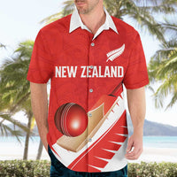 Custom New Zealand Cricket Hawaiian Shirt Kiwi Birds Haka Dance Red Fern Sporty Style