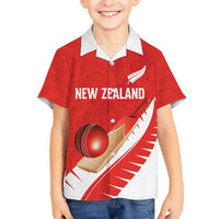 Custom New Zealand Cricket Kid Hawaiian Shirt Kiwi Birds Haka Dance Red Fern Sporty Style