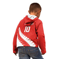 Custom New Zealand Cricket Kid Hoodie Kiwi Birds Haka Dance Red Fern Sporty Style