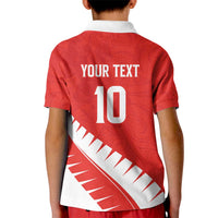 Custom New Zealand Cricket Kid Polo Shirt Kiwi Birds Haka Dance Red Fern Sporty Style