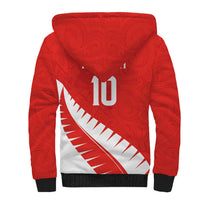 Custom New Zealand Cricket Sherpa Hoodie Kiwi Birds Haka Dance Red Fern Sporty Style