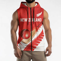 Custom New Zealand Cricket Sleeveless Zip Hoodie Kiwi Birds Haka Dance Red Fern Sporty Style