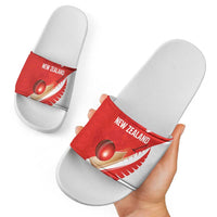 New Zealand Cricket Slide Sandals Kiwi Birds Haka Dance Red Fern Sporty Style