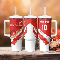 Custom New Zealand Cricket Tumbler With Handle Kiwi Birds Haka Dance Red Fern Sporty Style