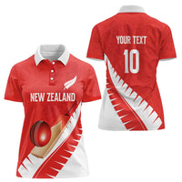 Custom New Zealand Cricket Women Polo Shirt Kiwi Birds Haka Dance Red Fern Sporty Style