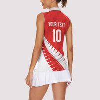 Custom New Zealand Cricket Women Sleeveless Polo Shirt Kiwi Birds Haka Dance Red Fern Sporty Style