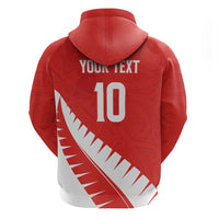 Custom New Zealand Cricket Zip Hoodie Kiwi Birds Haka Dance Red Fern Sporty Style