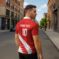 Custom New Zealand Cricket Zipper Polo Shirt Kiwi Birds Haka Dance Red Fern Sporty Style