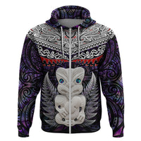 New Zealand Hei Tiki Zip Hoodie Maori Purple Papua Shell Pattern LT03 Zip Hoodie Purple - Polynesian Pride