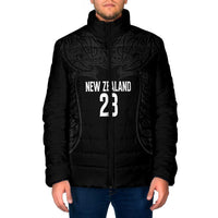New Zealand Basketball Ta Moko Tribal Custom Padded Jacket LT03 Men Black - Polynesian Pride