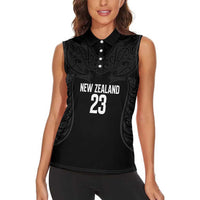 New Zealand Basketball Ta Moko Tribal Custom Women Sleeveless Polo Shirt