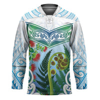 Aotearoa New Zealand Natural Plants Hockey Jersey Pohutukawa with Silver Ferns Koru Frond Maori Tattoos