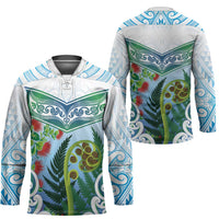 Aotearoa New Zealand Natural Plants Hockey Jersey Pohutukawa with Silver Ferns Koru Frond Maori Tattoos