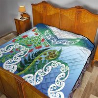 Aotearoa New Zealand Natural Plants Quilt Pohutukawa with Silver Ferns Koru Frond Maori Tattoos