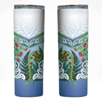 Aotearoa New Zealand Natural Plants Skinny Tumbler Pohutukawa with Silver Ferns Koru Frond Maori Tattoos