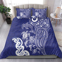 New Zealand Sea Animals with Maori Tribal Tattoo Bedding Set Blue Color LT03 - Polynesian Pride