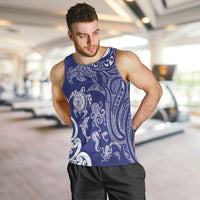 New Zealand Sea Animals with Maori Tribal Tattoo Men Tank Top Blue Color