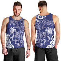 New Zealand Sea Animals with Maori Tribal Tattoo Men Tank Top Blue Color