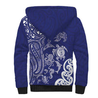 New Zealand Sea Animals with Maori Tribal Tattoo Sherpa Hoodie Blue Color
