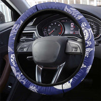New Zealand Sea Animals with Maori Tribal Tattoo Steering Wheel Cover Blue Color