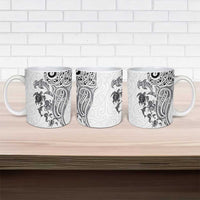 New Zealand Sea Animals with Maori Tribal Tattoo Ceramic Mug White Color