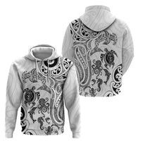 New Zealand Sea Animals with Maori Tribal Tattoo Hoodie White Color