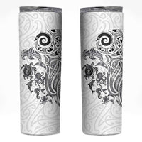 New Zealand Sea Animals with Maori Tribal Tattoo Skinny Tumbler White Color