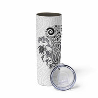 New Zealand Sea Animals with Maori Tribal Tattoo Skinny Tumbler White Color
