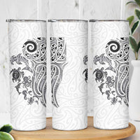 New Zealand Sea Animals with Maori Tribal Tattoo Skinny Tumbler White Color