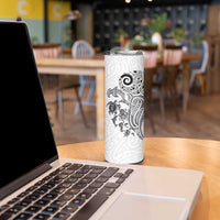 New Zealand Sea Animals with Maori Tribal Tattoo Skinny Tumbler White Color