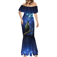 New Zealand Tui Bird Matariki Mermaid Dress Maori New Year with Galaxy Fern LT03 - Polynesian Pride