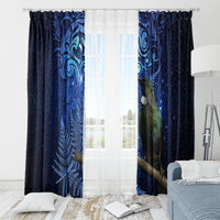 New Zealand Tui Bird Matariki Window Curtain Maori New Year with Galaxy Fern