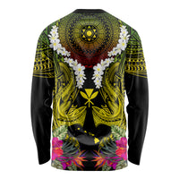 Hawaii Kanaka Maoli Long Sleeve Shirt Double Shark and Hibiscus Flowers