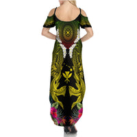 Hawaii Kanaka Maoli Summer Maxi Dress Double Shark and Hibiscus Flowers LT03 - Polynesian Pride