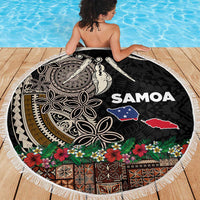 Samoa Siapo Polynesian Art Beach Blanket Tropical Flowers and Tatau Pattern Brown LT03 - Polynesian Pride