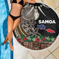 Samoa Siapo Polynesian Art Beach Blanket Tropical Flowers and Tatau Pattern Brown LT03 - Polynesian Pride