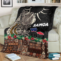 Samoa Siapo Polynesian Art Blanket Tropical Flowers and Tatau Pattern Brown LT03 - Polynesian Pride