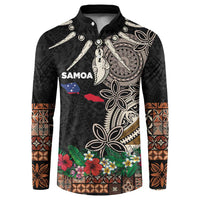 Samoa Siapo Polynesian Art Button Sweatshirt Tropical Flowers and Tatau Pattern Brown LT03 Brown - Polynesian Pride