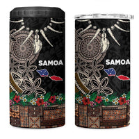 Samoa Siapo Polynesian Art 4 in 1 Can Cooler Tumbler Tropical Flowers and Tatau Pattern Brown LT03 One Size: 16 oz Brown - Polynesian Pride