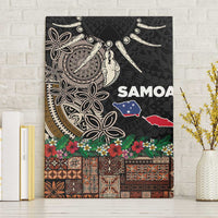 Samoa Siapo Polynesian Art Canvas Wall Art Tropical Flowers and Tatau Pattern Brown LT03 Without Frame Brown - Polynesian Pride