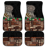 Samoa Siapo Polynesian Art Car Mats Tropical Flowers and Tatau Pattern Brown LT03 - Polynesian Pride