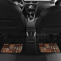 Samoa Siapo Polynesian Art Car Mats Tropical Flowers and Tatau Pattern Brown LT03 Set 2pcs - Back Brown - Polynesian Pride