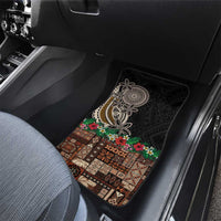 Samoa Siapo Polynesian Art Car Mats Tropical Flowers and Tatau Pattern Brown LT03 - Polynesian Pride