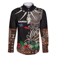 Samoa Siapo Polynesian Art Family Matching Summer Maxi Dress and Hawaiian Shirt Tropical Flowers and Tatau Pattern Brown