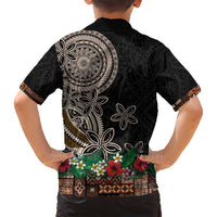 Samoa Siapo Polynesian Art Family Matching Tank Maxi Dress and Hawaiian Shirt Tropical Flowers and Tatau Pattern Brown