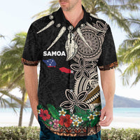 Samoa Siapo Polynesian Art Hawaiian Shirt Tropical Flowers and Tatau Pattern Brown LT03 - Polynesian Pride
