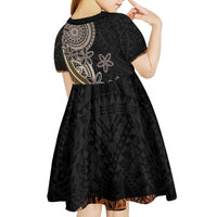 Samoa Siapo Polynesian Art Kid Short Sleeve Dress Tropical Flowers and Tatau Pattern Brown LT03 - Polynesian Pride