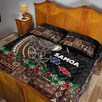 Samoa Siapo Polynesian Art Quilt Bed Set Tropical Flowers and Tatau Pattern Brown LT03 - Polynesian Pride